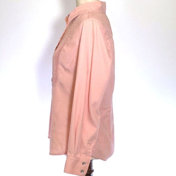 J. Jill Women's Peach Corduroy Button-Up Top - Picture 2 of 7